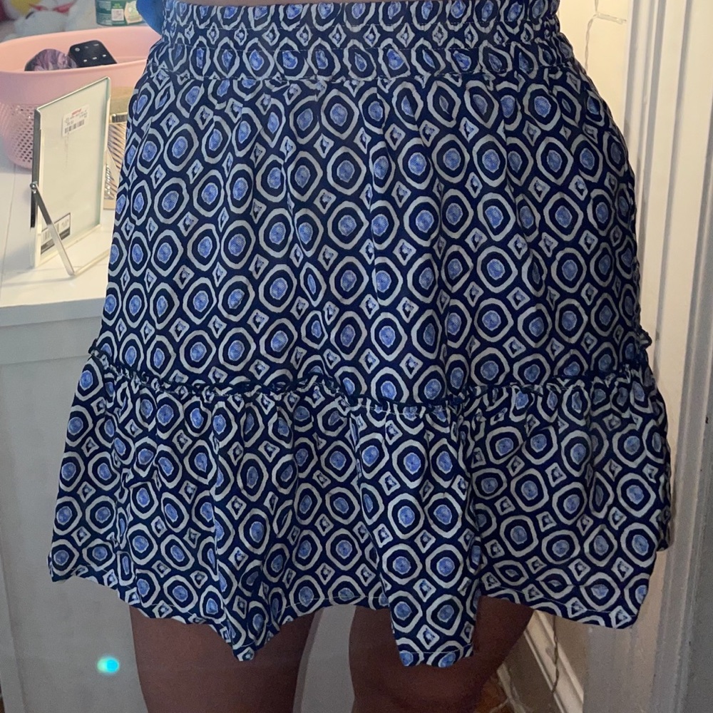 navy, blue and purple boutique mini flowy skirt
